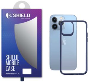 SHIELD Crystal Clear Case “Hard Back With Blue Frame” For iPhone 13 Pro