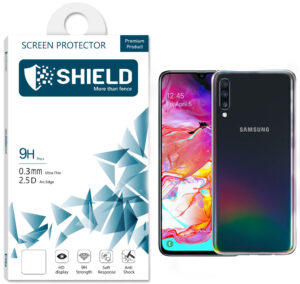 SHIELD Screen Protector 9D Glass “Full Coverage ”  for Samsung Galaxy A70 – Black