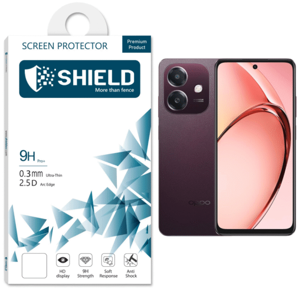 SHIELD "Mobile" Screen Protector "9D Glass Full Coverage" For Oppo A3/A3x/ Realme C55 - Black Frame