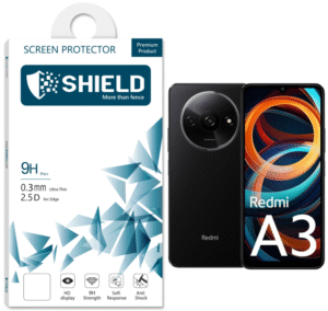 SHIELD “Mobile” Screen Protector “9D Glass Full Coverage” For Xiaomi Redmi A3/12C – Black Frame