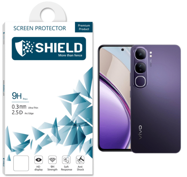 SHIELD "Mobile" Screen Protector "9D Glass Full Coverage" For V40 Lite/ V30 Lite/ V29E - Black Frame