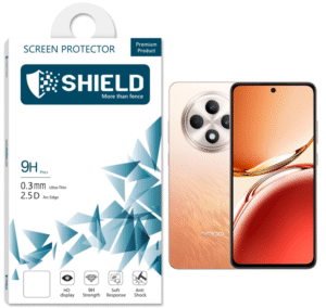 SHIELD “Mobile” Screen Protector “9D Glass Full Coverage” For Oppo Reno 12F 5G – Black Frame
